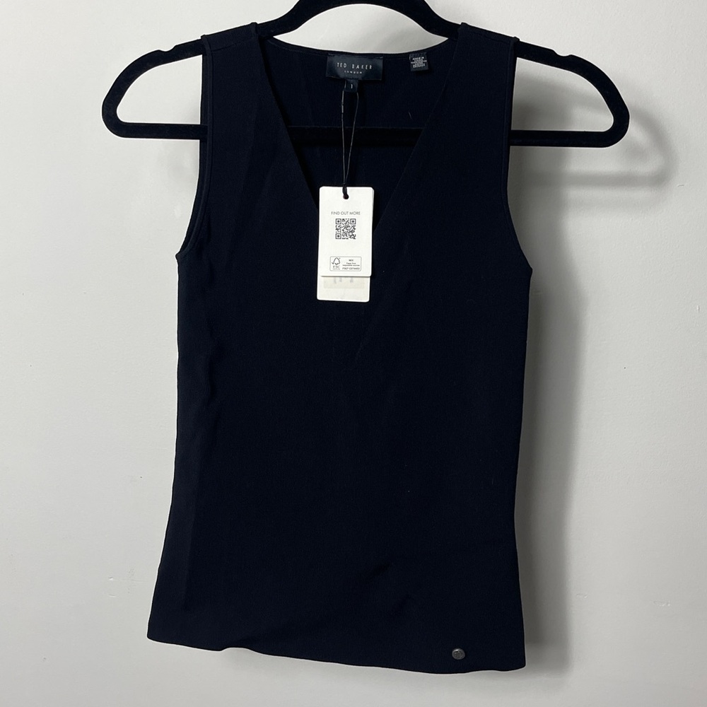 Ted Baker London Black V-Neck Sweater Top Size 1 NWT